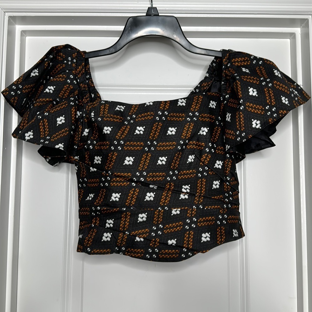 Women's Jules top size 8‎ Autumn Adeigbo Brown and orange NWT! - Picture 4 of 9